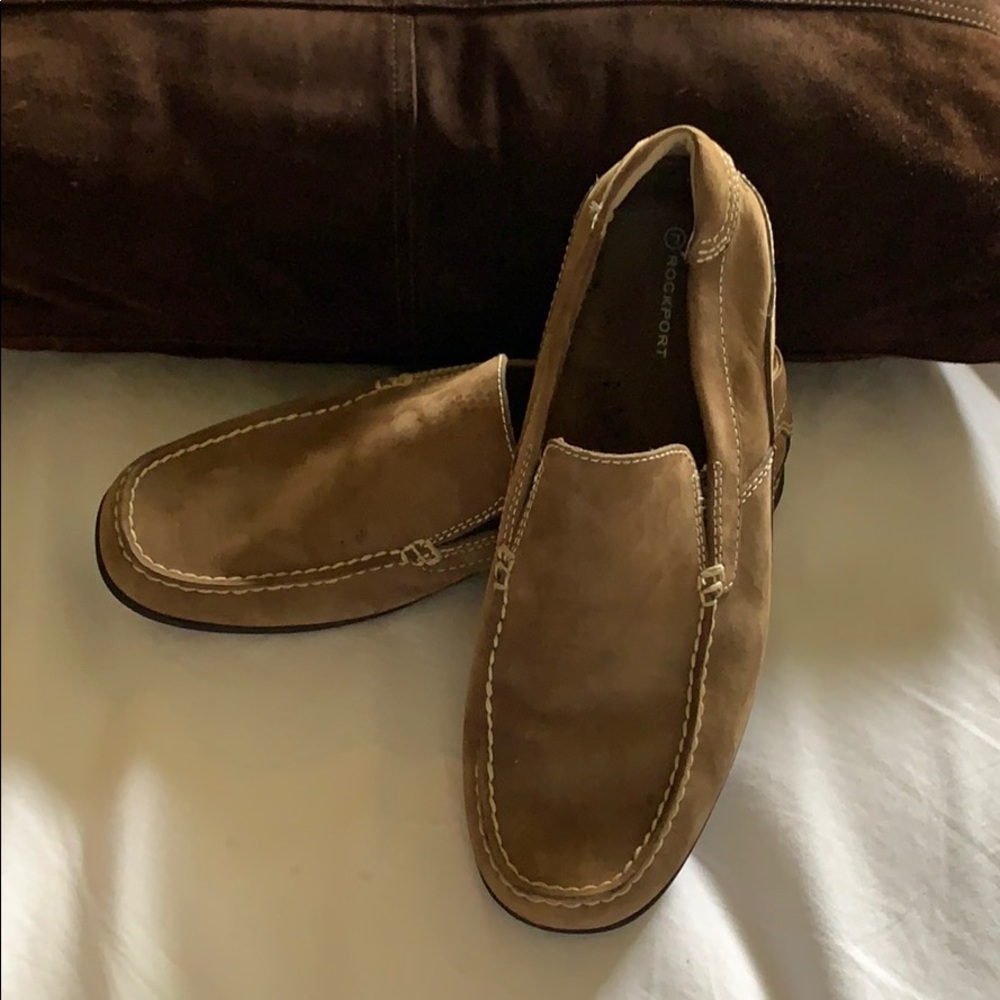 Tan suede loafers by rockport